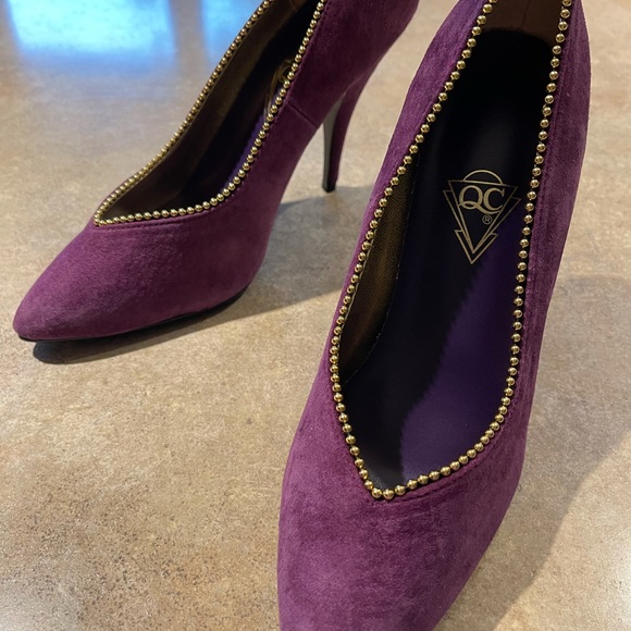 PURPLE/PLUM SUEDE-TYPE HEELS - Picture 2 of 5